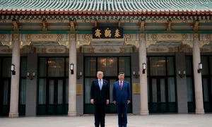 Trump, alături de Xi Jinping la complexul de protocol Zhongnanhai din Beijing FOTO AFP