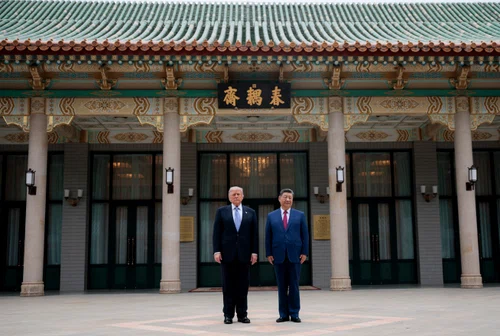 Trump, alături de Xi Jinping la complexul de protocol Zhongnanhai din Beijing FOTO AFP