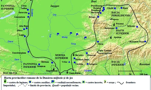 Harta provinciilor romane de la Dunărea mijlocie și de jos