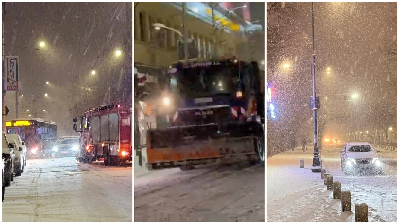 Ninsorile din ultimele ore au creat dificultăți în trafic. FOTO: Facebook/Meteoplus