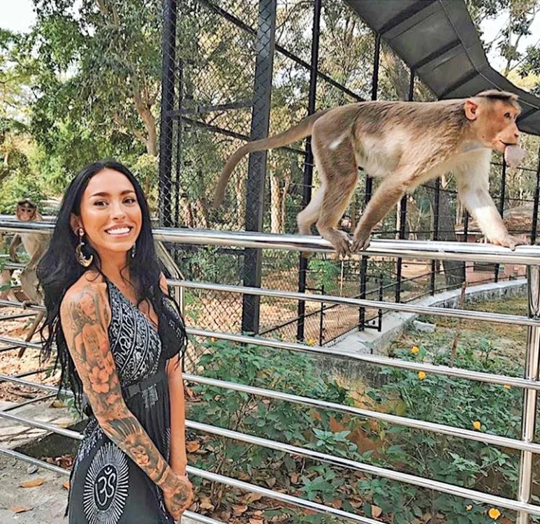 Ruby a hrănit maimuţe în India