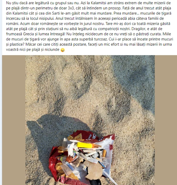 Femeia a strâns gunoaiele de pe plajă