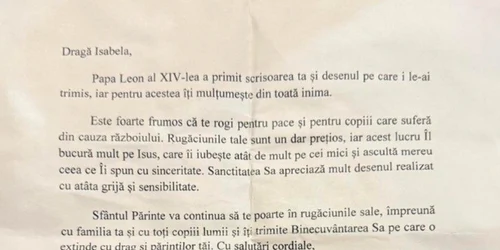 scrisoare de la papa leon pentru o fata din bucuresti foto vatican news png
