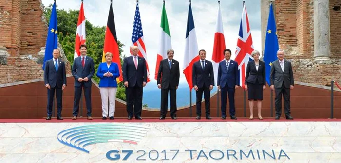 Poză de grup la summitul G7 de la Taormina FOTO Twitter @g7