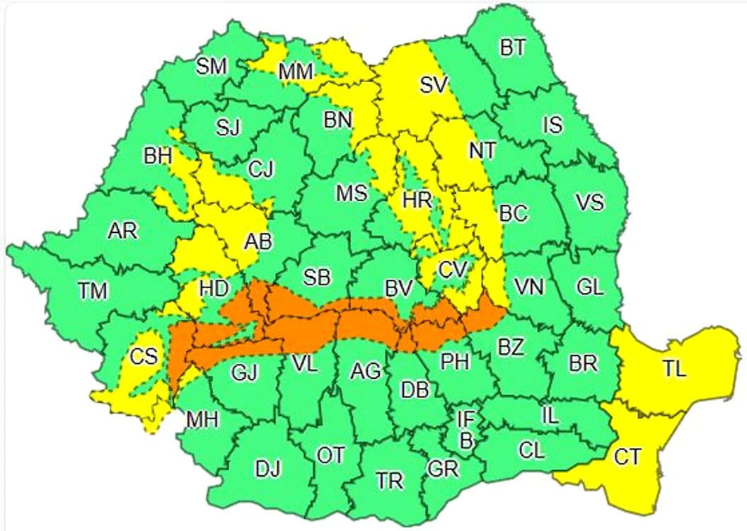 Noi atenționări meteo de viscol, ninsoare și vât puternic