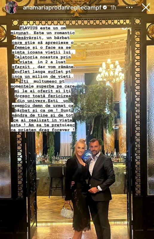 Mesajul Anamariei Prodan despre despărțirea de Flavius Nedelea  Sursa: Instagram