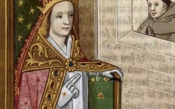 Papesa Ioana, într-o ilustraţie de la 1550  FOTO Wikipedia