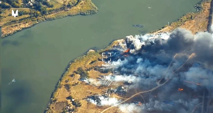 Depozitul de muniții al rușilor a fost spulberat de rachetele Himars FOTO captură video X