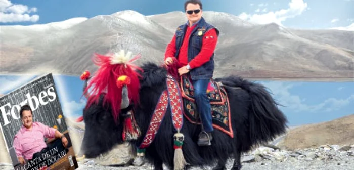 Ştefan Vuza călare pe iac în Tibet