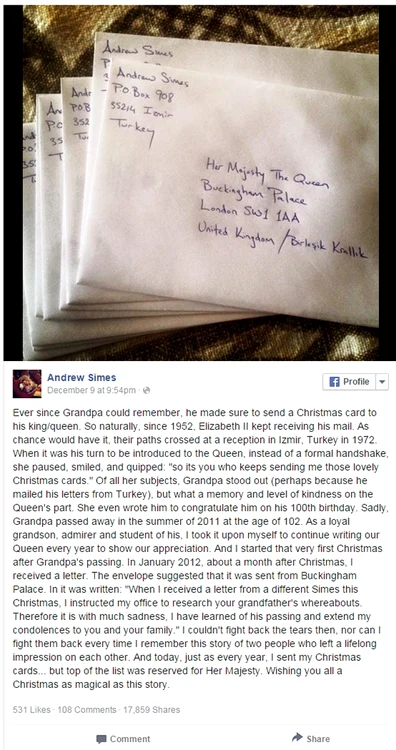 Mesajul publicat de Andrew Simes a devenit viral pe Facebook