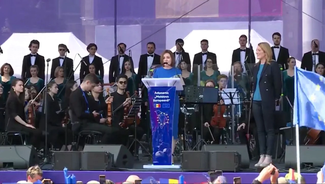Maia Sandu a ținut un discurs în timpul Adunării Naționale ,,Moldova Europeană”. FOTO: Protv.md