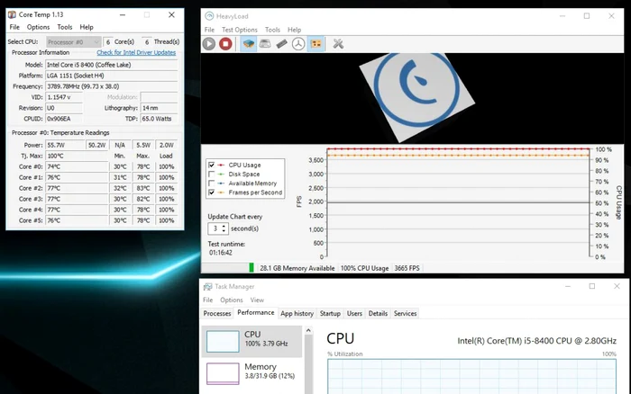 Acer Predator Orion 3000 test temperatura şi HeavyLoad