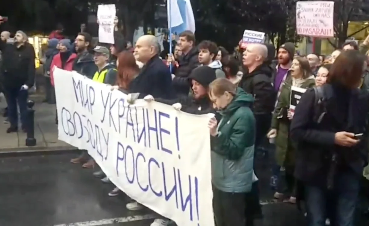 Protest anti-război la Belgrad. Captură Twitter