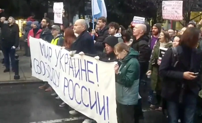 Protest anti-război la Belgrad. Captură Twitter