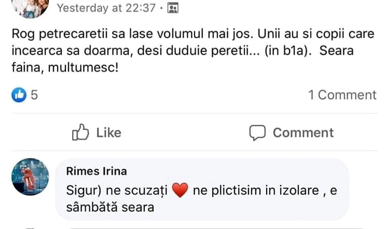 Irina Rimes, atenționată de o vecină din cauza gălăgiei din apartament