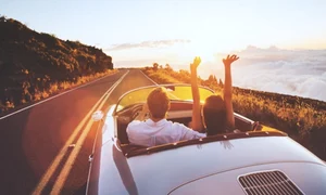 joyride happy couple adventure roadtrip wanderlust open road convertable car highway love adventure jpeg