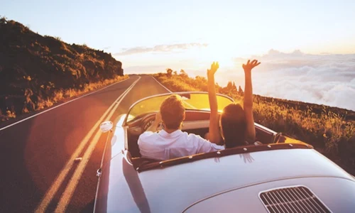 joyride happy couple adventure roadtrip wanderlust open road convertable car highway love adventure jpeg