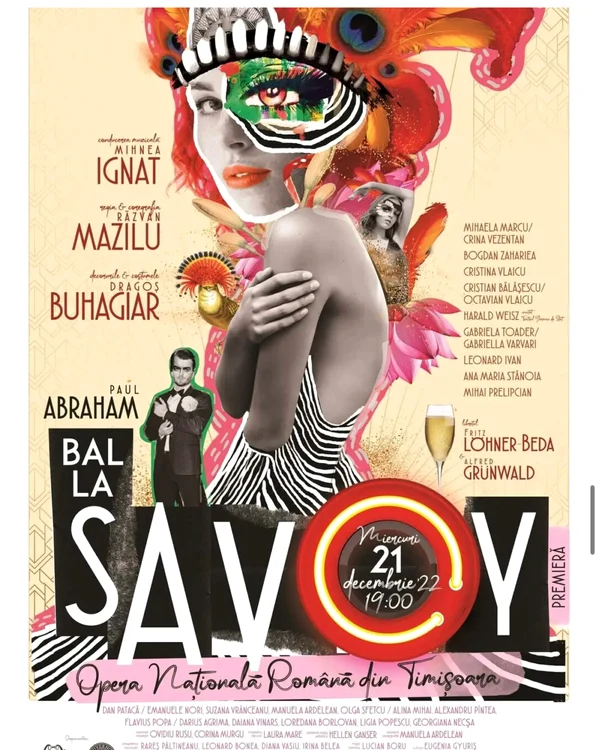 Foto: Afişul spectacolului "Bal la Savoy", jucat la Opera Naţională din Timişoara