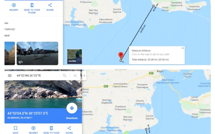 Localizarea pe Google Maps a canonierei ucrainene „Berdyansk“