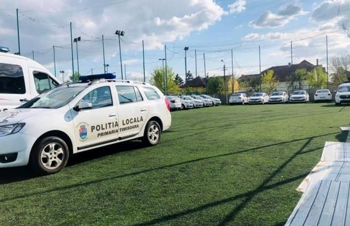 Maşinile Poliţiei Locale trebuie să plece de pe terenul de sport FOTO Tatiana Neamţu