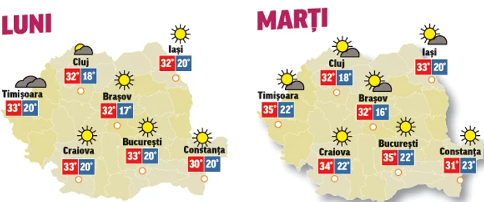 În următoarele două zile temperaturile vor fi în creștere și precipitații se vor semnala doar izolat