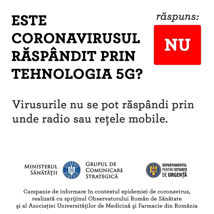 Cei de la DSU spun că tehnologia 5G nu are nici o legătură cu infecția cu coronavirus a populației