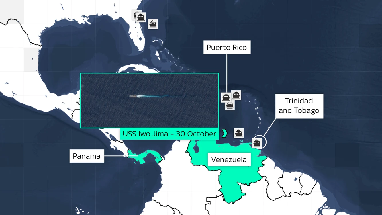 Nava USS Iwo Jima, aflată în largul coastei Venezuelei FOTO: EU Sentinel