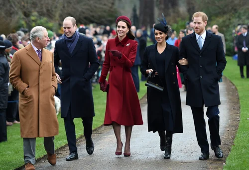 Meghan, Harry, Kate, William și Charles la Sandringham, în 2018