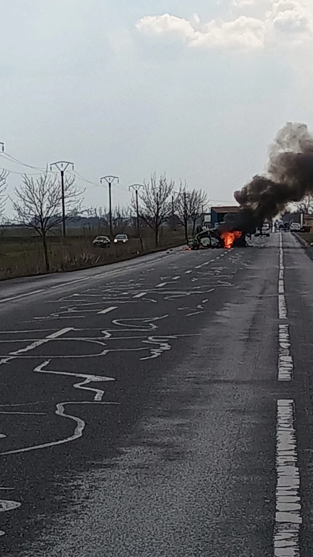 Două persoane au murit într-un accident pe E85, la Mihăileşti. O mașină a luat foc după impactul cu o autoutilitară
