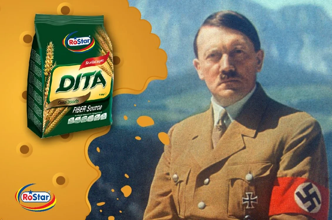 Imaginea lui Hitler alături de biscuiţii Ro Star FOTO Facebook Ro Star