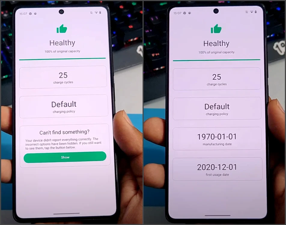 Funcția  Battery Health în Android 14. Capturi Sahej sain / Youtube