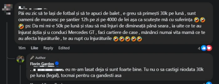Schimb de replici între Florin Gardaș și un internaut