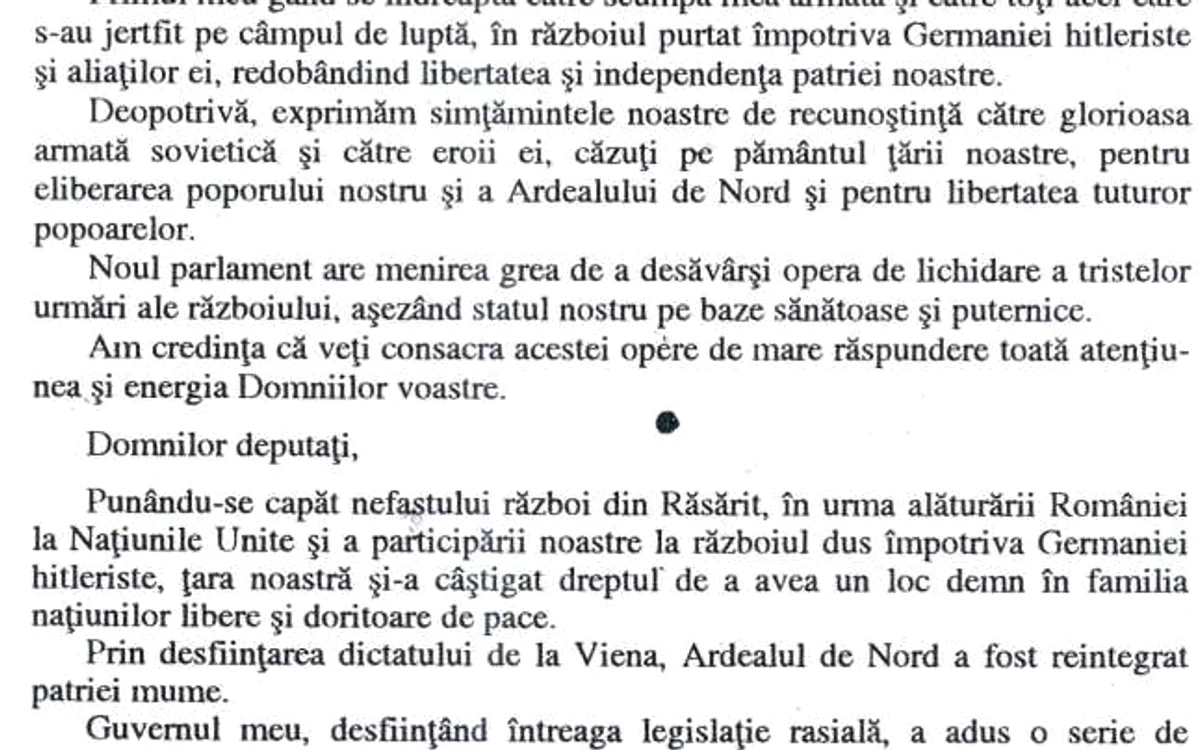 Discursul Regelui Mihai din 1946, partea I