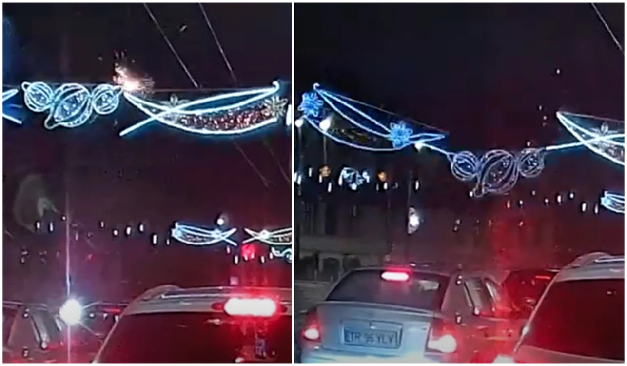 Decorațiunile s-au desprins când mașinile așteptau la semafor