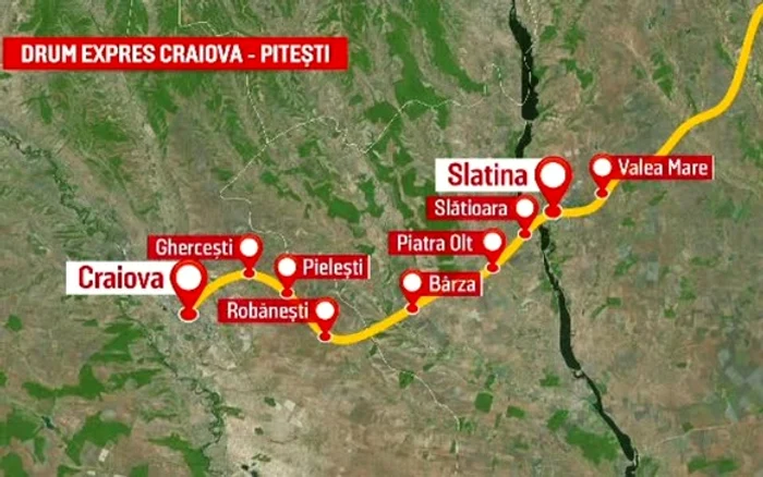 Harta Drumului Expres Craiova-Pitești