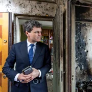 Nicușor Dan, la blocul afectat de drona rusească Foto: Administrația Prezidențială