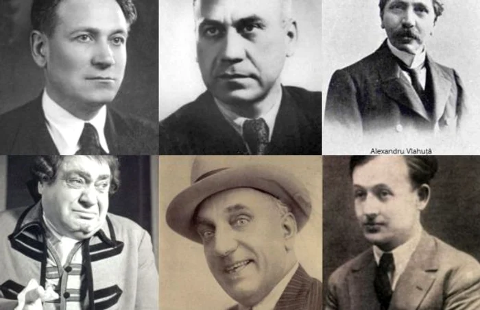 De la stânga la dreapta (sus/jos): Ştefan Procopiu, Dumitru Bagdasar, Alexandru Vlahuţă, Alexandru Giugaru, Constantin Tănase, Victor Ion Popa