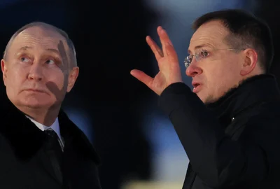 Vladimir Medinski și Vladimir Putin la comemorarea celui de al doilea Război Mondial FOTO EPA EFE jpg