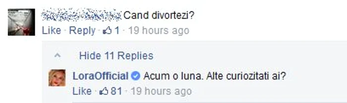 Lora îşi iese din fire ori de câte ori este întrebată de divorţ