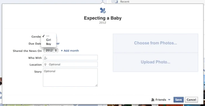 Facebook a introdus funcţia „Expecting a baby" pentru viitori părinţi.