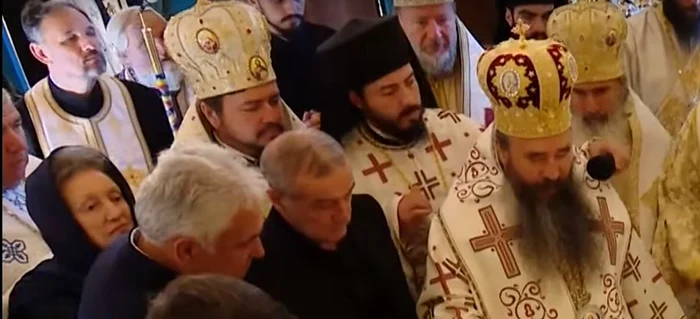 Domnica și Gigi Becali, la sfințirea bisericii Pantocrator. Captură Trinitas TV