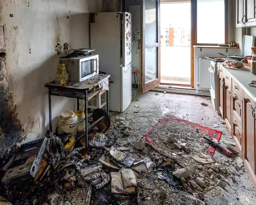 Blocul afectat de drona rusească Foto: Administrația Prezidențială