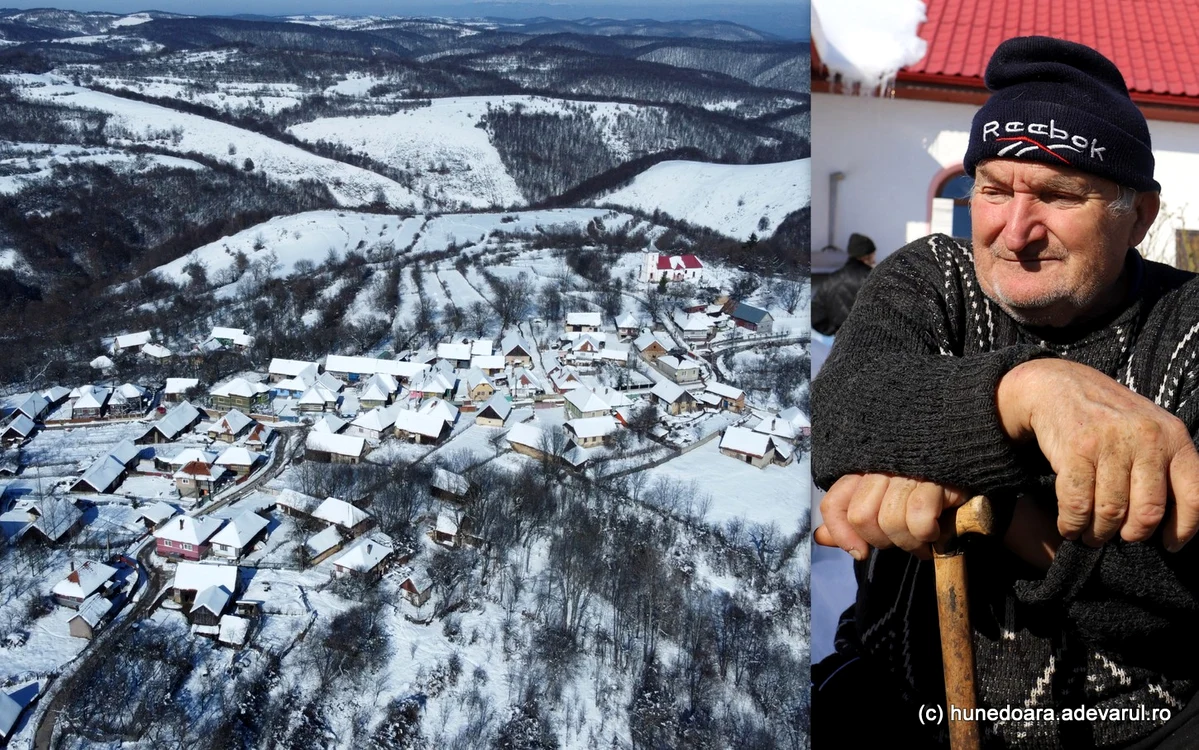 Fostul miner Gheorghe Iuga și satul Cerișor. Colaj. Foto: Daniel Guță