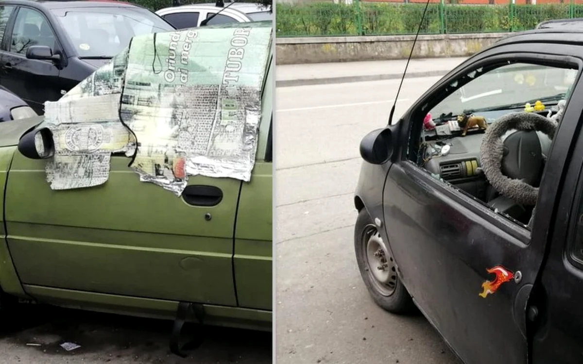 Maşini sparte în Hunedoara. Foto: Mira Moga, Facebook
