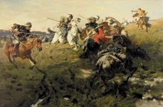 Luptă între tătari și cazaci. Pictură de Józef Brandt (© Wikimedia Common)