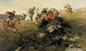 Luptă între tătari și cazaci. Pictură de Józef Brandt (© Wikimedia Common)