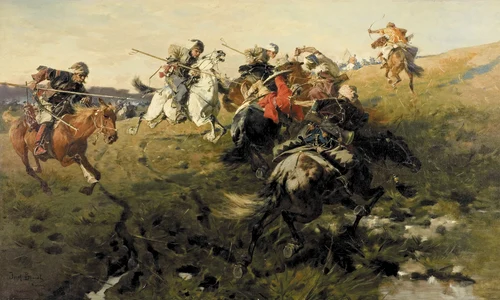 Luptă între tătari și cazaci. Pictură de Józef Brandt (© Wikimedia Common)