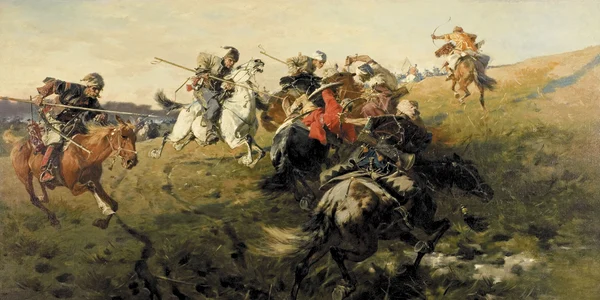 Luptă între tătari și cazaci. Pictură de Józef Brandt (© Wikimedia Common)