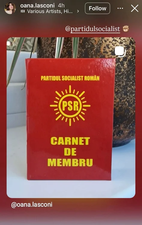 Carnetul de membru postat de Oana Lasconi. FOTO: reţele sociale