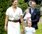 Princess Estelle and Princess Victoria and Prince Oscar and Prince Daniel and Queen Silvia and King Carl Gustaf during the celebration of Victoria's 39th birthday at Solliden palace in Oland, Sweden jpeg